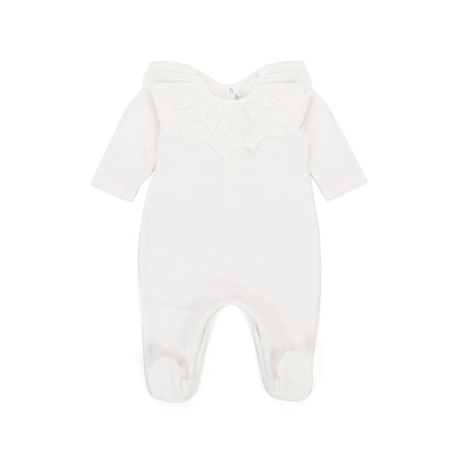 Tartine Et Chocolat White Cotton Romper For Baby Girl