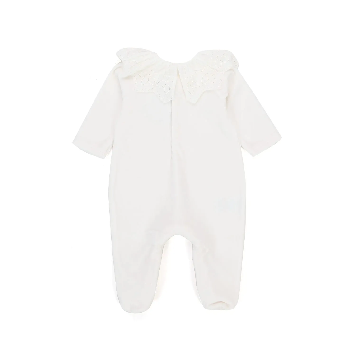 Tartine Et Chocolat White Cotton Romper For Baby Girl