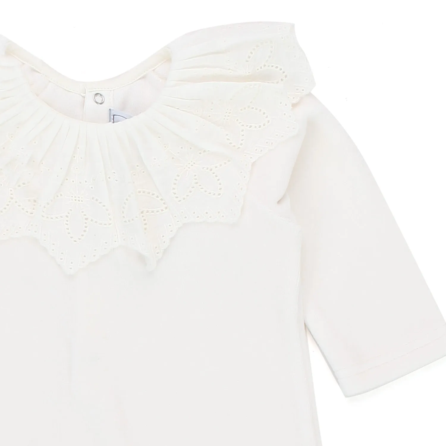 Tartine Et Chocolat White Cotton Romper For Baby Girl