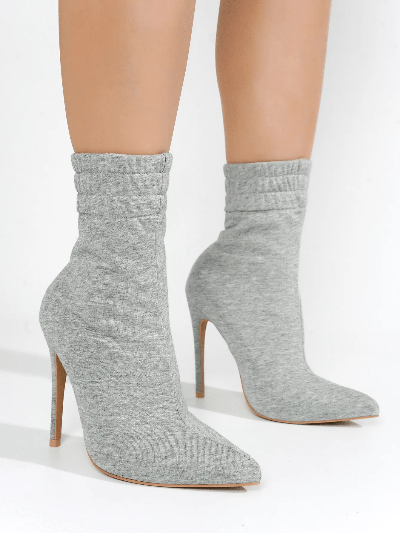 The Sweatshirt Pointy Toe High Heel Ankle Bootie