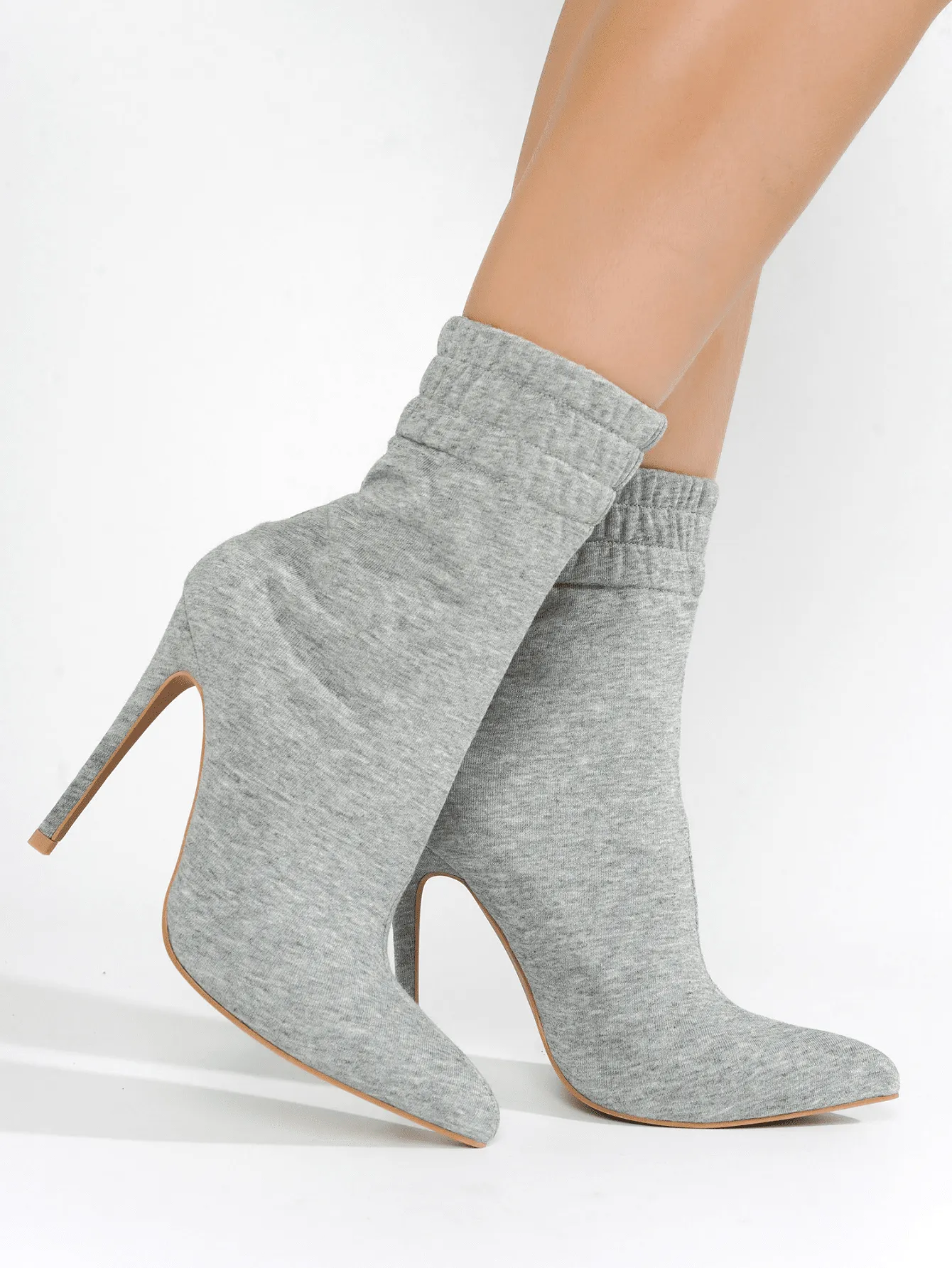 The Sweatshirt Pointy Toe High Heel Ankle Bootie