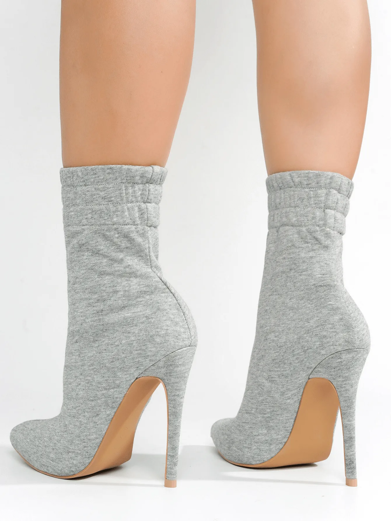 The Sweatshirt Pointy Toe High Heel Ankle Bootie