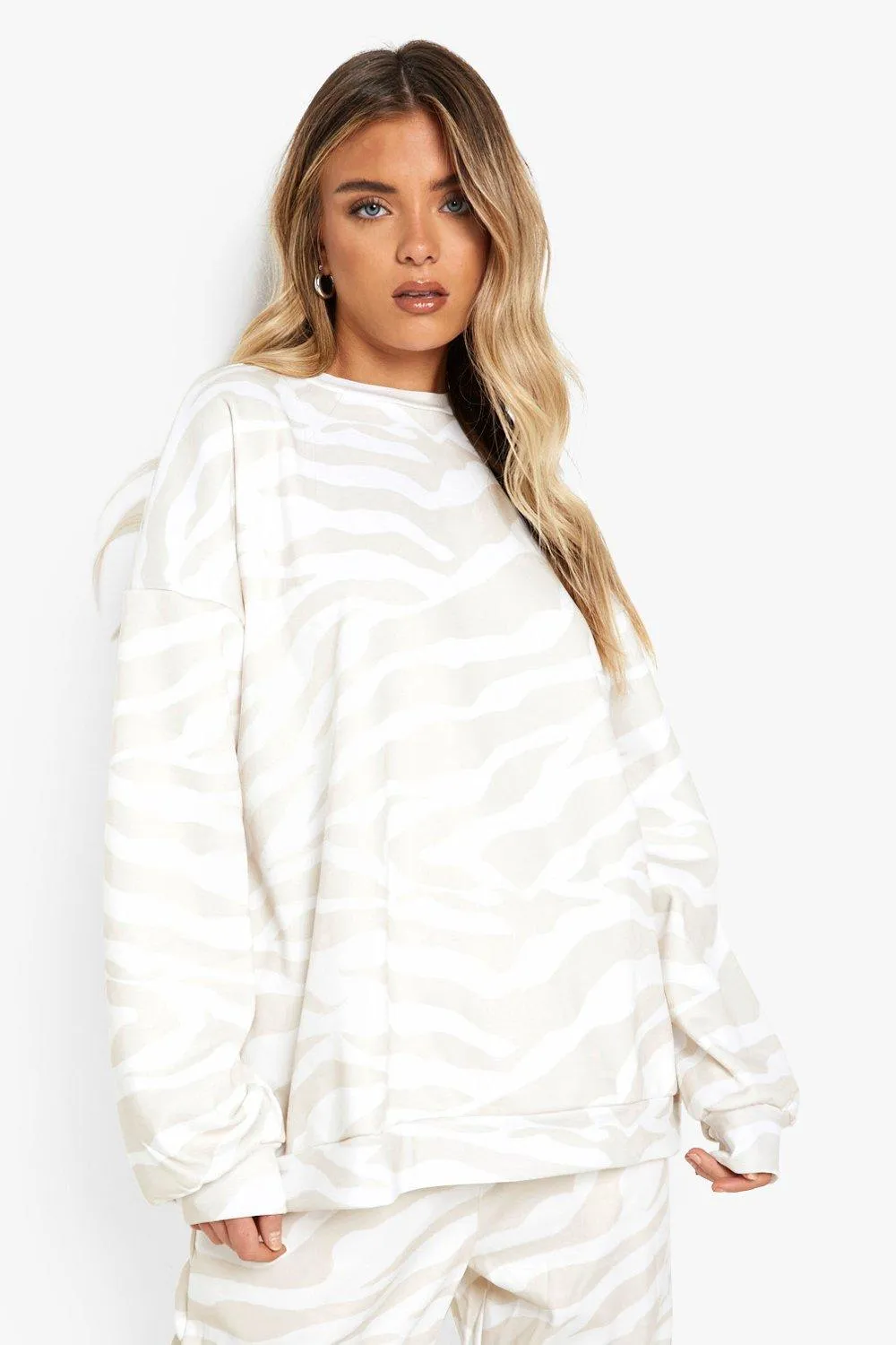 Tonal Zebra Oversized Sweater