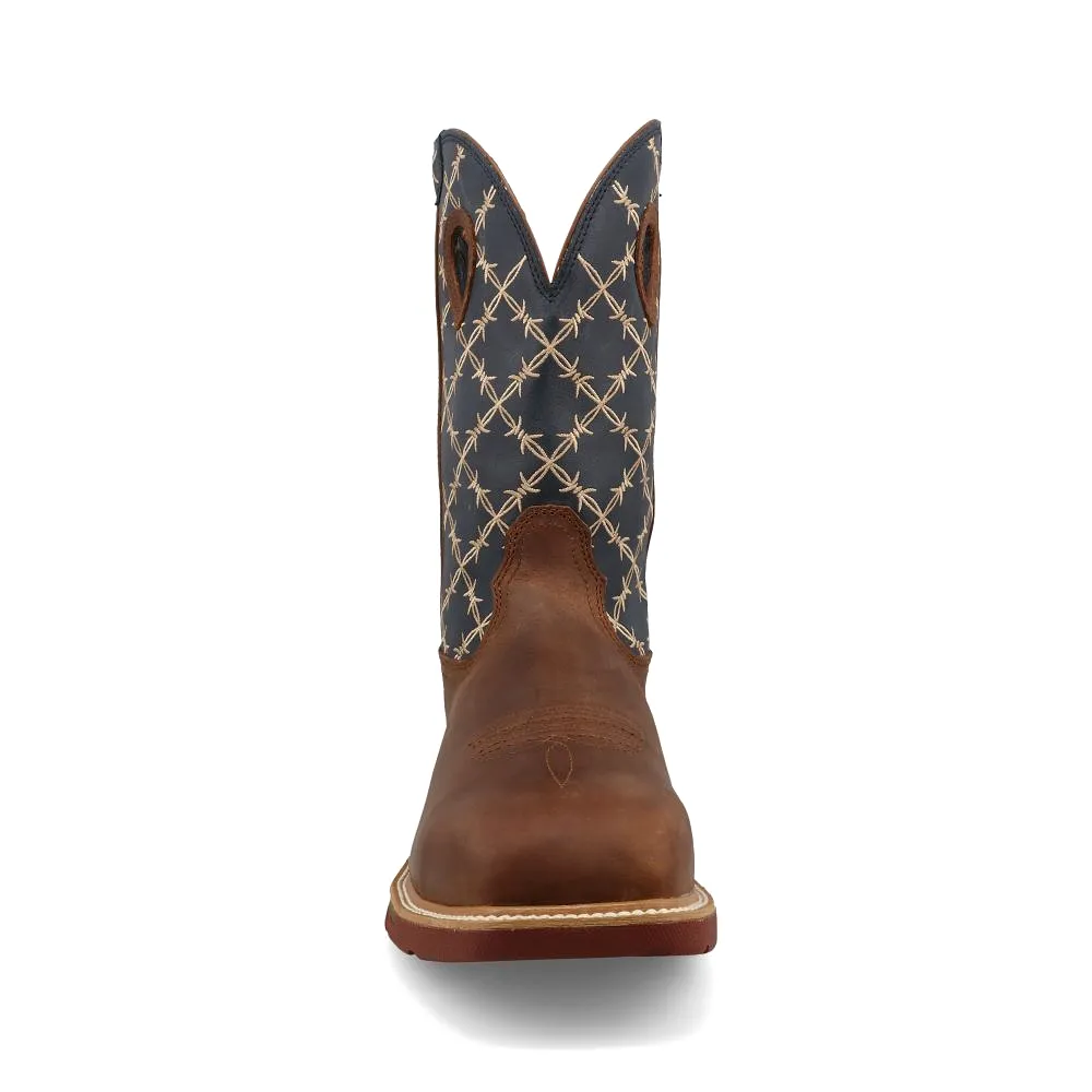 'Twisted X' Men's 12 Western MetGuard EH WP Comp Toe - Brown / Navy