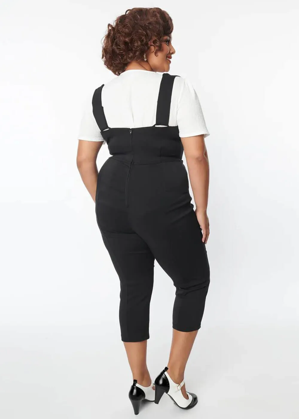 Unique Vintage Gina Pinafore 50's Capri Pants Black