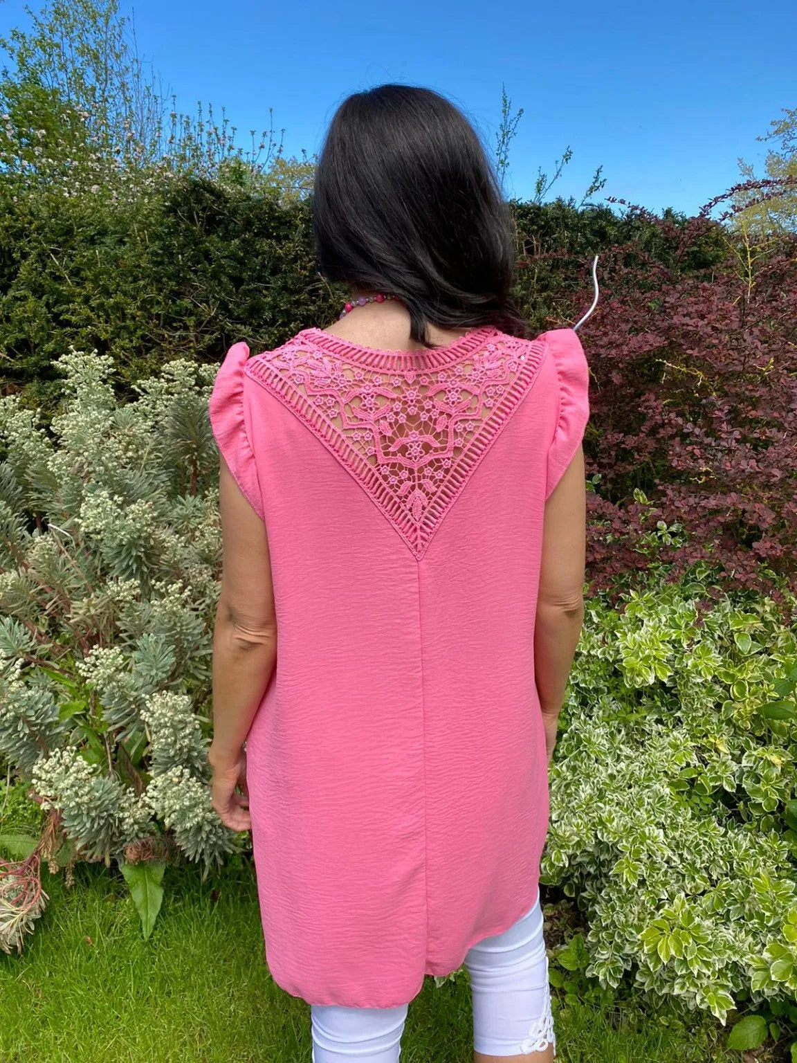 V-Neck Crochet Back Detail Holly