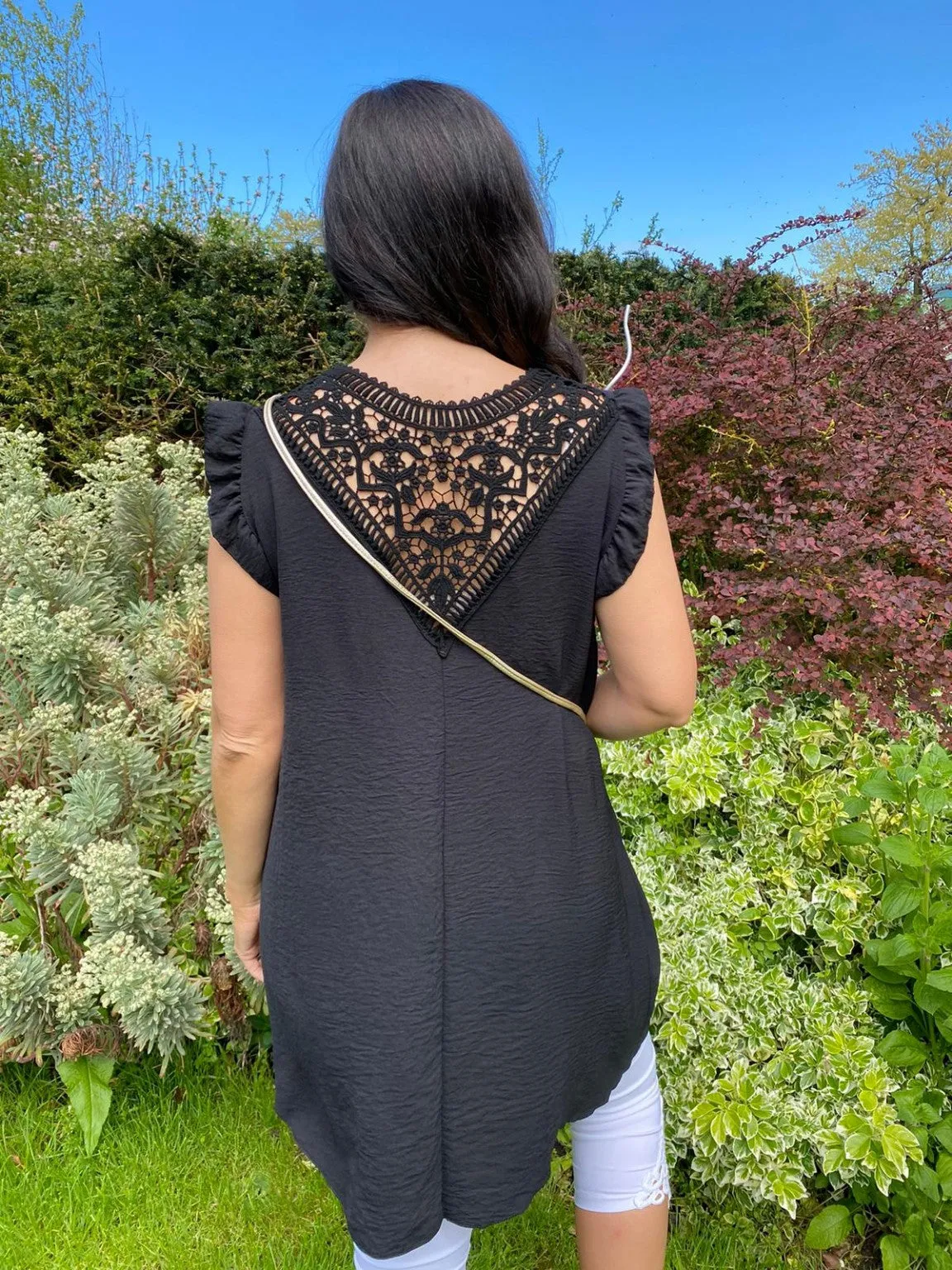 V-Neck Crochet Back Detail Holly