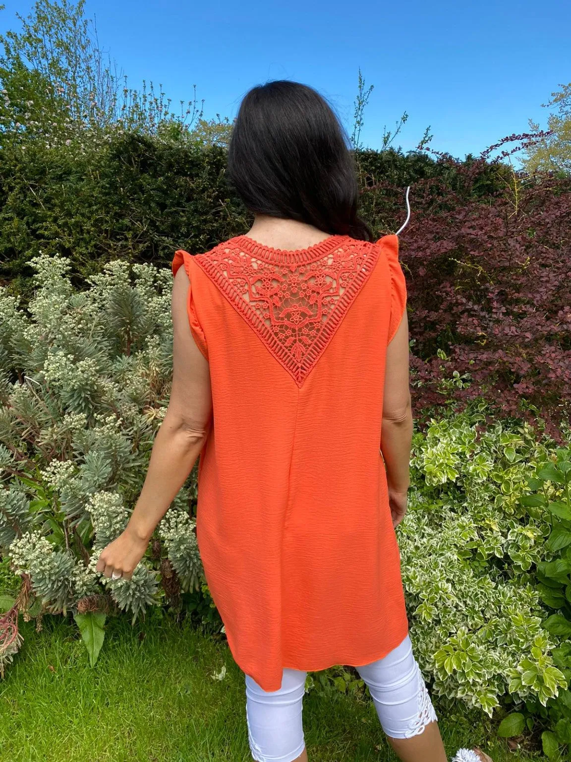 V-Neck Crochet Back Detail Holly