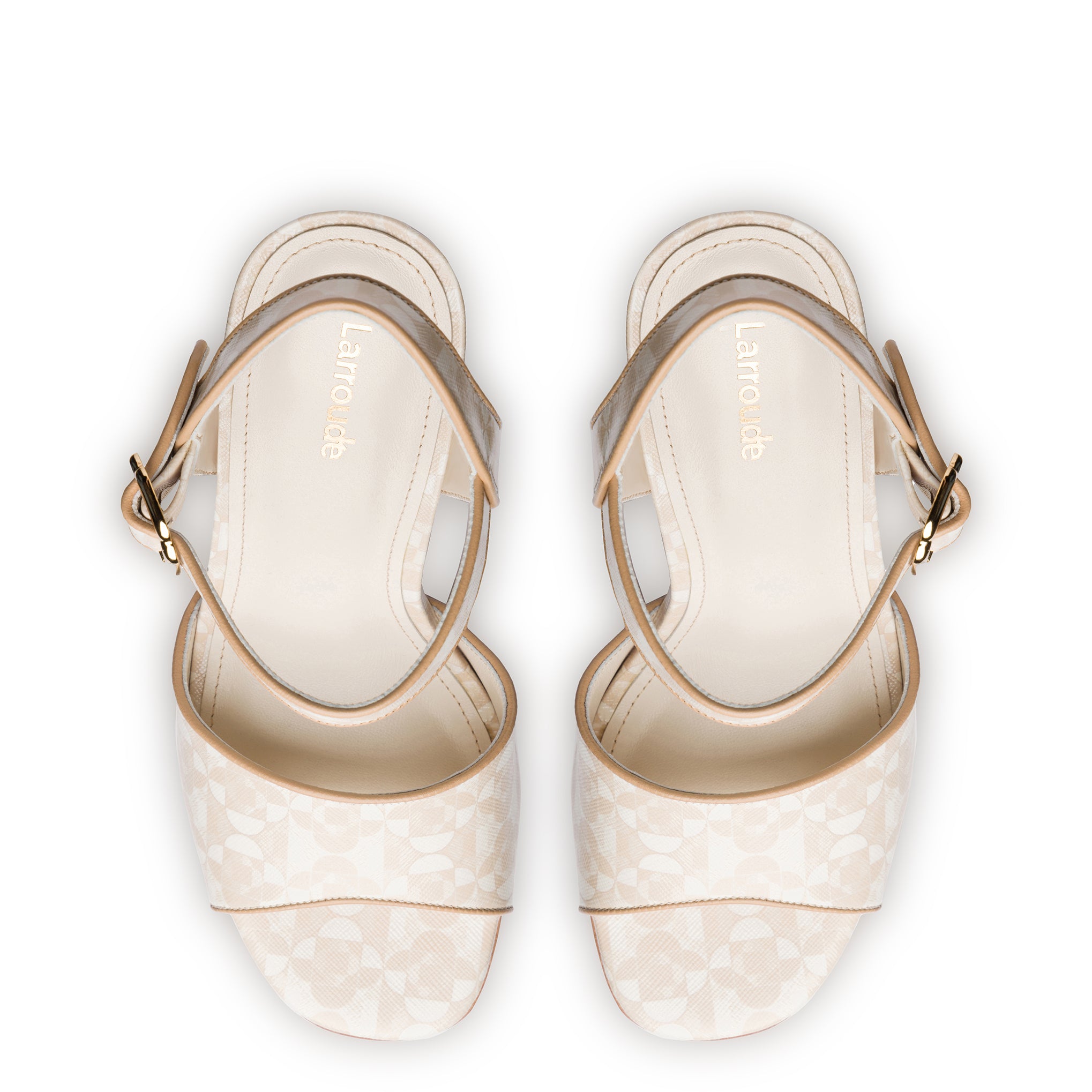 Vanessa Platform Sandal In Dual Printed Beige Saffiano Leather