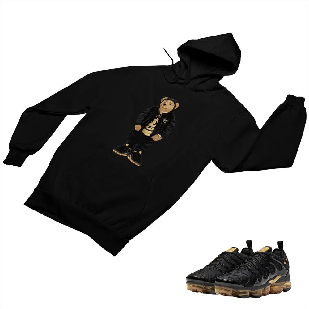 VaporMax Plus Black and Gold Matching Custom Designed Hoodies AVP 2-6-13