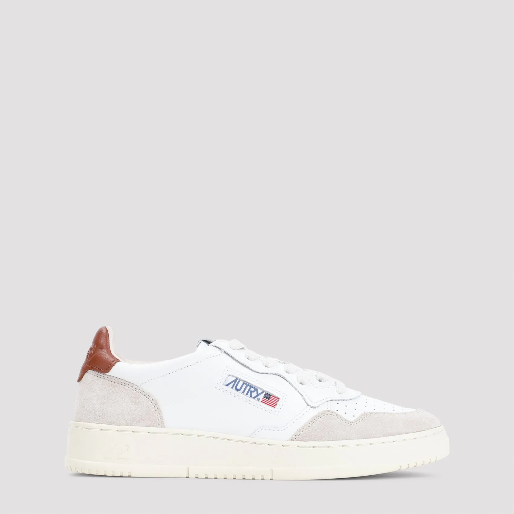 White Leather Medalist Suede Sneakers