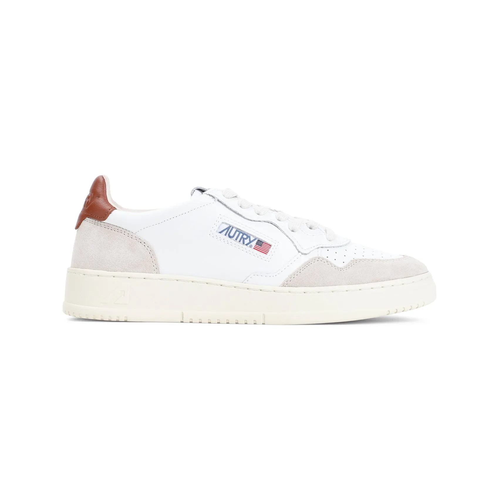 White Leather Medalist Suede Sneakers