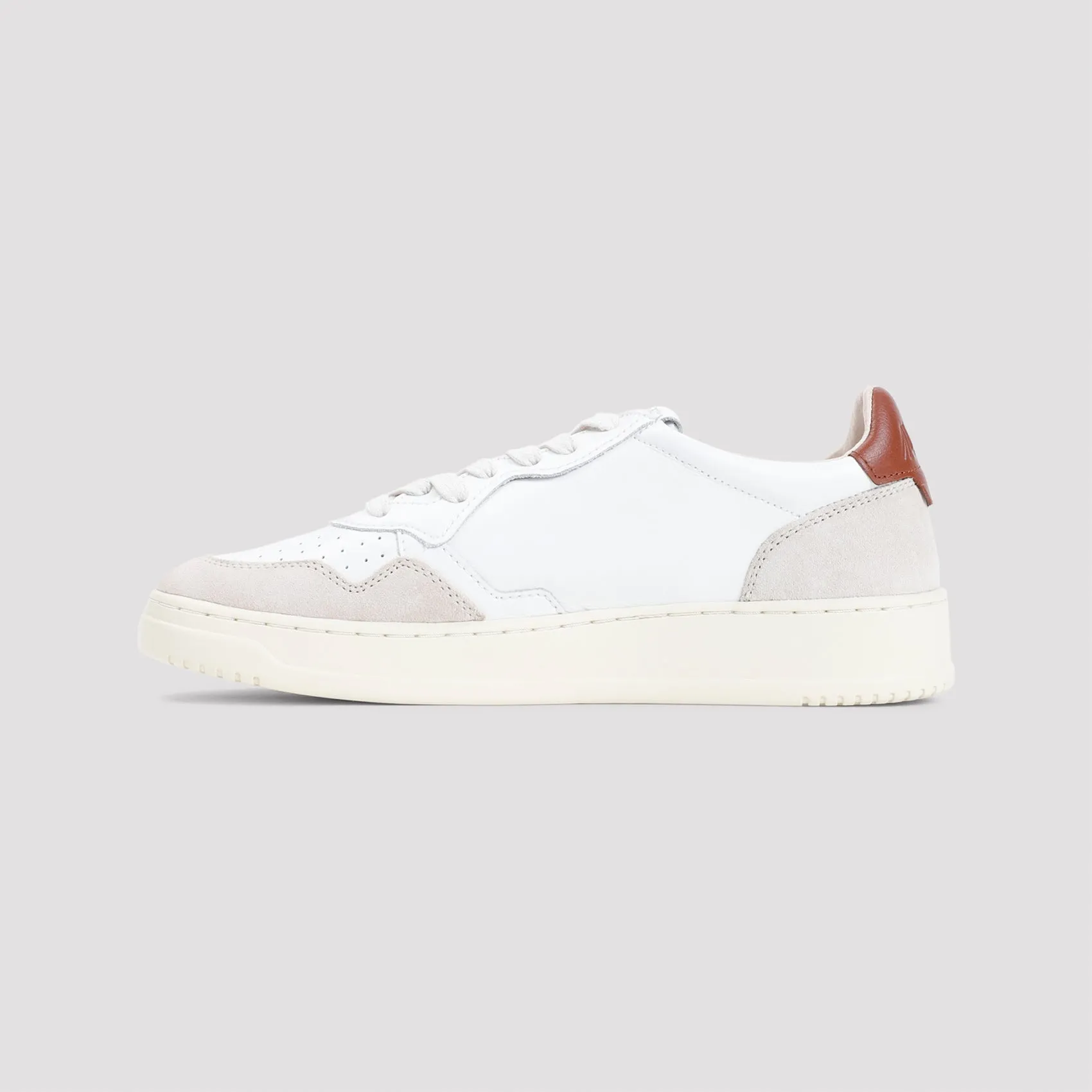 White Leather Medalist Suede Sneakers