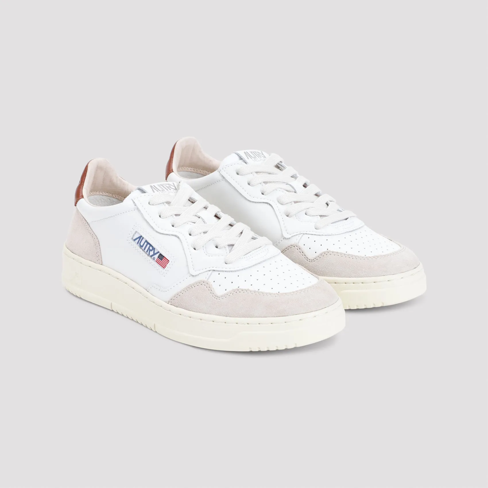 White Leather Medalist Suede Sneakers