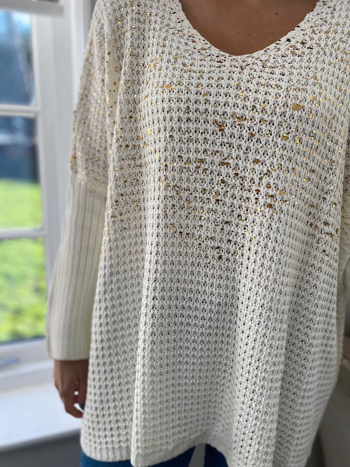 Winter White Foil Pattern Jumper Jessie