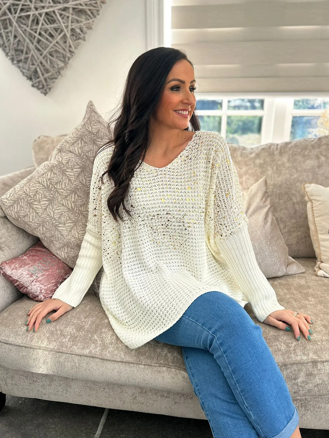 Winter White Foil Pattern Jumper Jessie