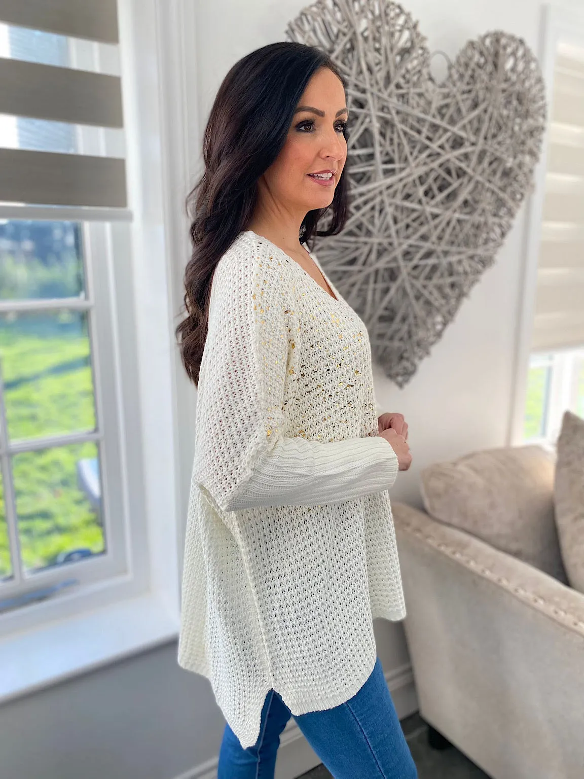 Winter White Foil Pattern Jumper Jessie