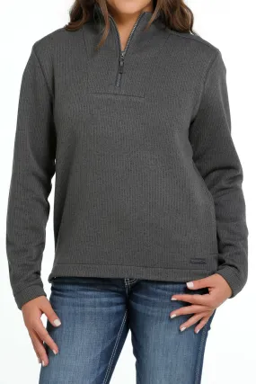 WOMEN'S 1/4 ZIP SWEATER KNIT SWEATER - CHARCOAL