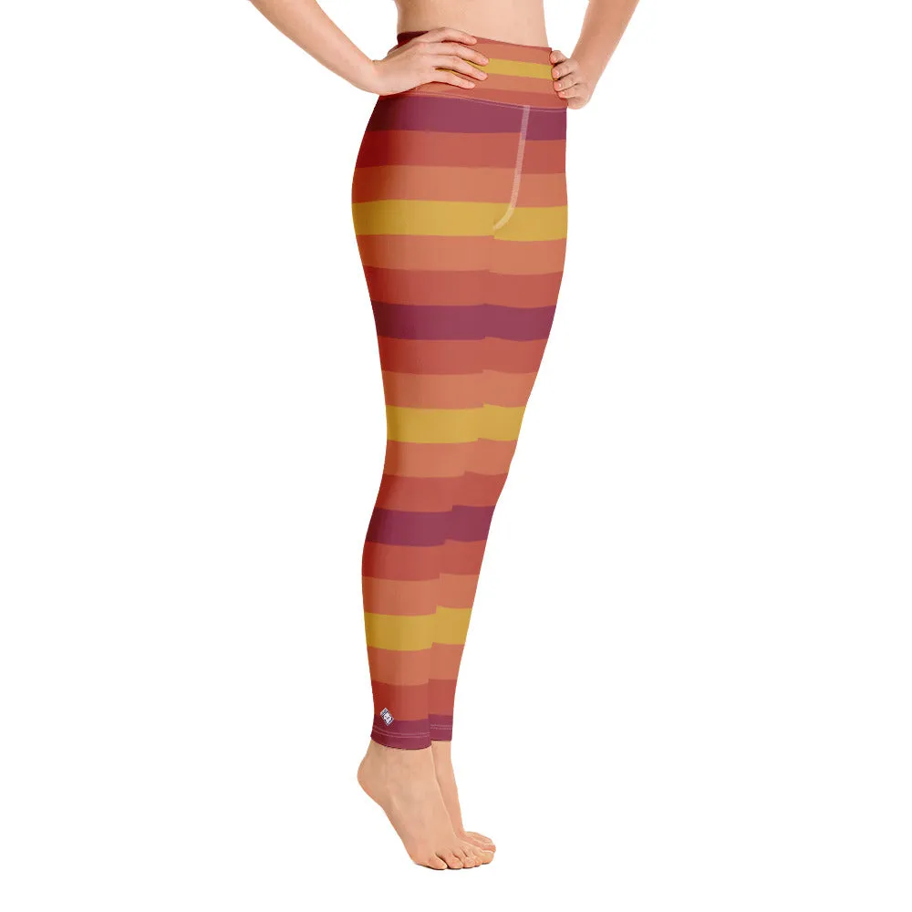 Women's High Waist Plus Size Striped Autumn Leggings Tights