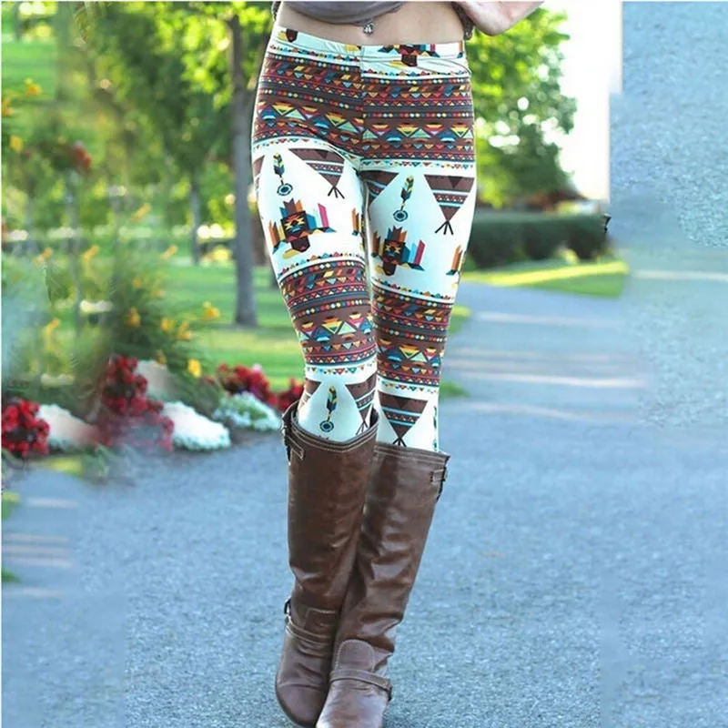 Women's Nordic Deer Snowflake Knitted Leggings Pants Elastic Lady's Leggings Multiple color 8 Styles SM6