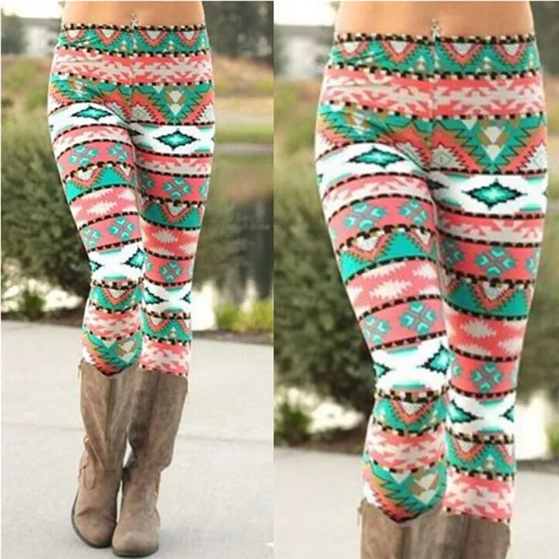 Women's Nordic Deer Snowflake Knitted Leggings Pants Elastic Lady's Leggings Multiple color 8 Styles SM6