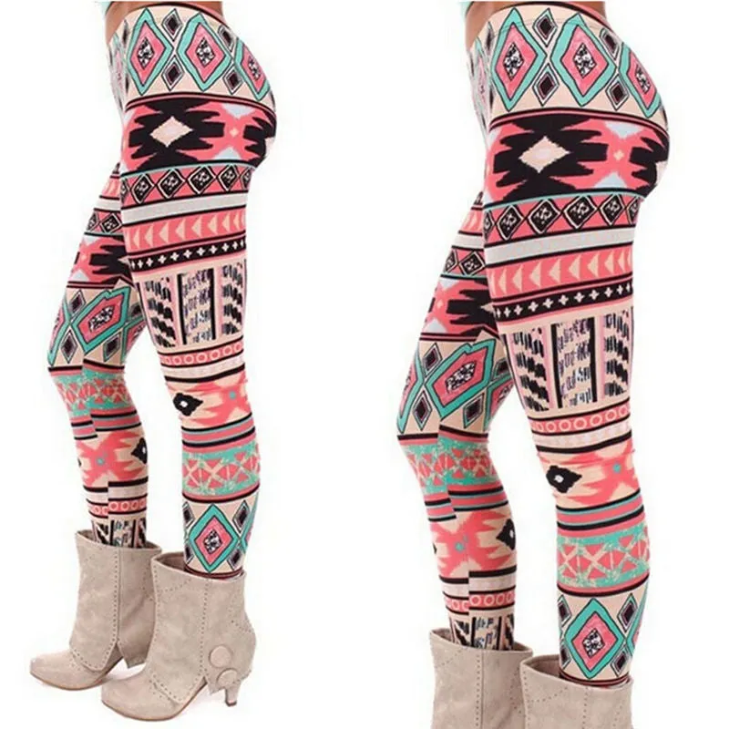 Women's Nordic Deer Snowflake Knitted Leggings Pants Elastic Lady's Leggings Multiple color 8 Styles SM6