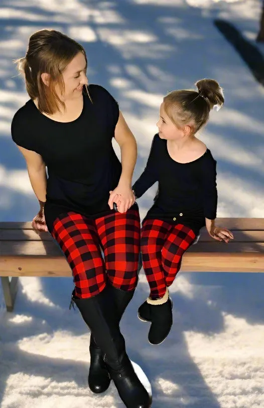 Womens Plaid Leggings Soft Yoga Pants Black/Red Sizes 0-20