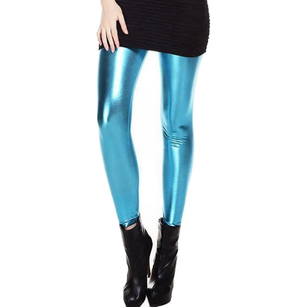 Womens PU Leather Pants High Elastic Waist Leggings Not Crack Slim Leather Leggings Trousers SM6