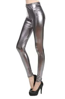 Womens PU Leather Pants High Elastic Waist Leggings Not Crack Slim Leather Leggings Trousers SM6