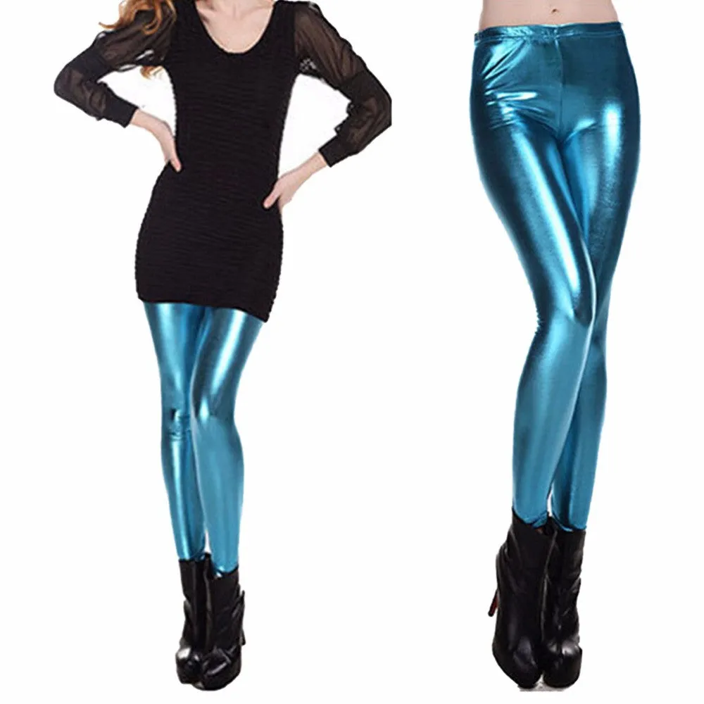 Womens PU Leather Pants High Elastic Waist Leggings Not Crack Slim Leather Leggings Trousers SM6