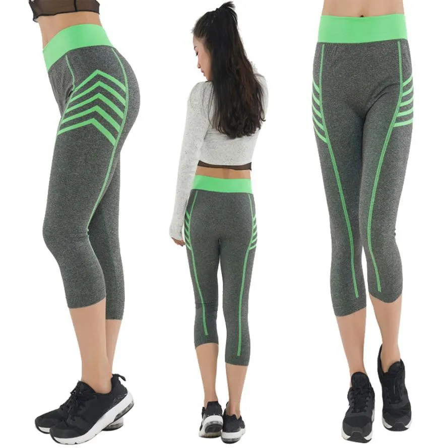 Workout Legging Women Cropped Casual Leggings Print Stretch High Waist Pants Ropa Deportiva Mujer #0521 SM6