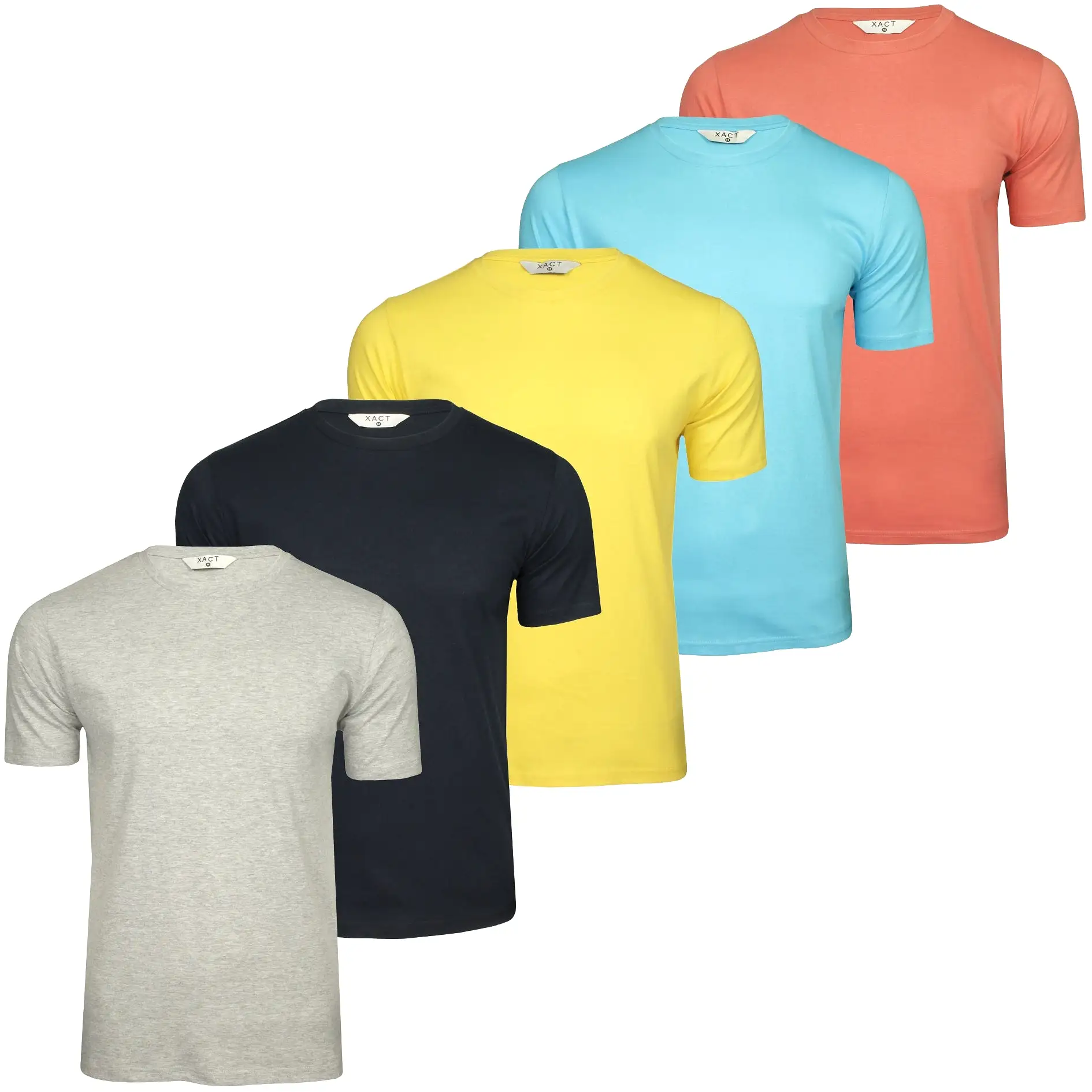 Xact Mens 5-Pack Plain Crew Neck Cotton T-Shirts