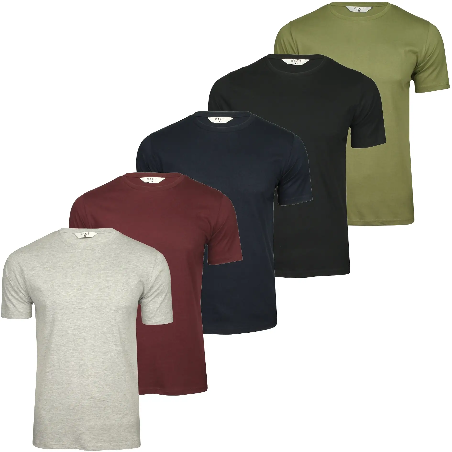 Xact Mens 5-Pack Plain Crew Neck Cotton T-Shirts