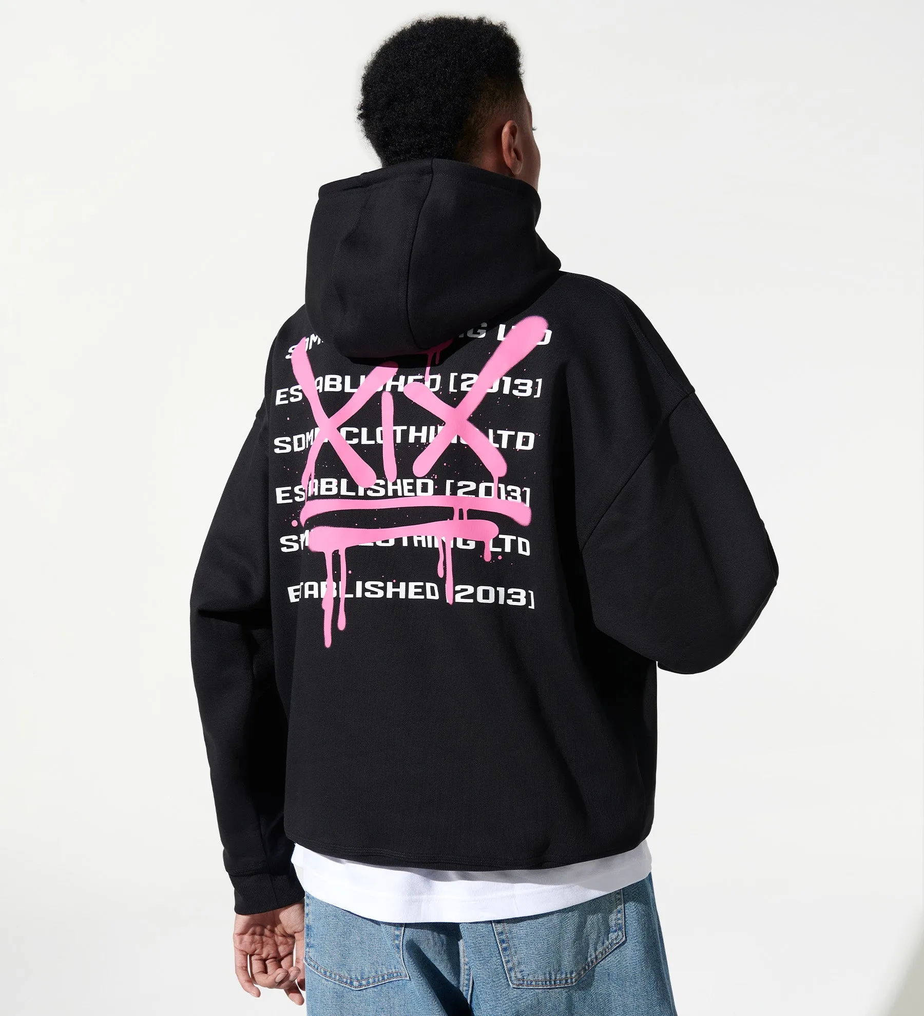 XIX Spray Hoodie [Black/Hot Pink]